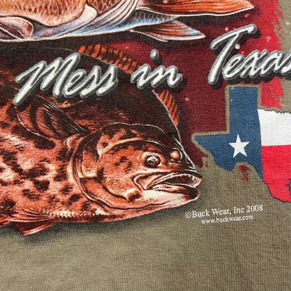 TEXAS SLAM Buck Wear Inc I caught a Mess in Texas Fishing T Shirt XXL - Picture 3 of 6